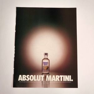 Absolut Vodka Minimalist Style‎ Vintage Print Ad 2000 Maxim Magazine 8.5" x 11"